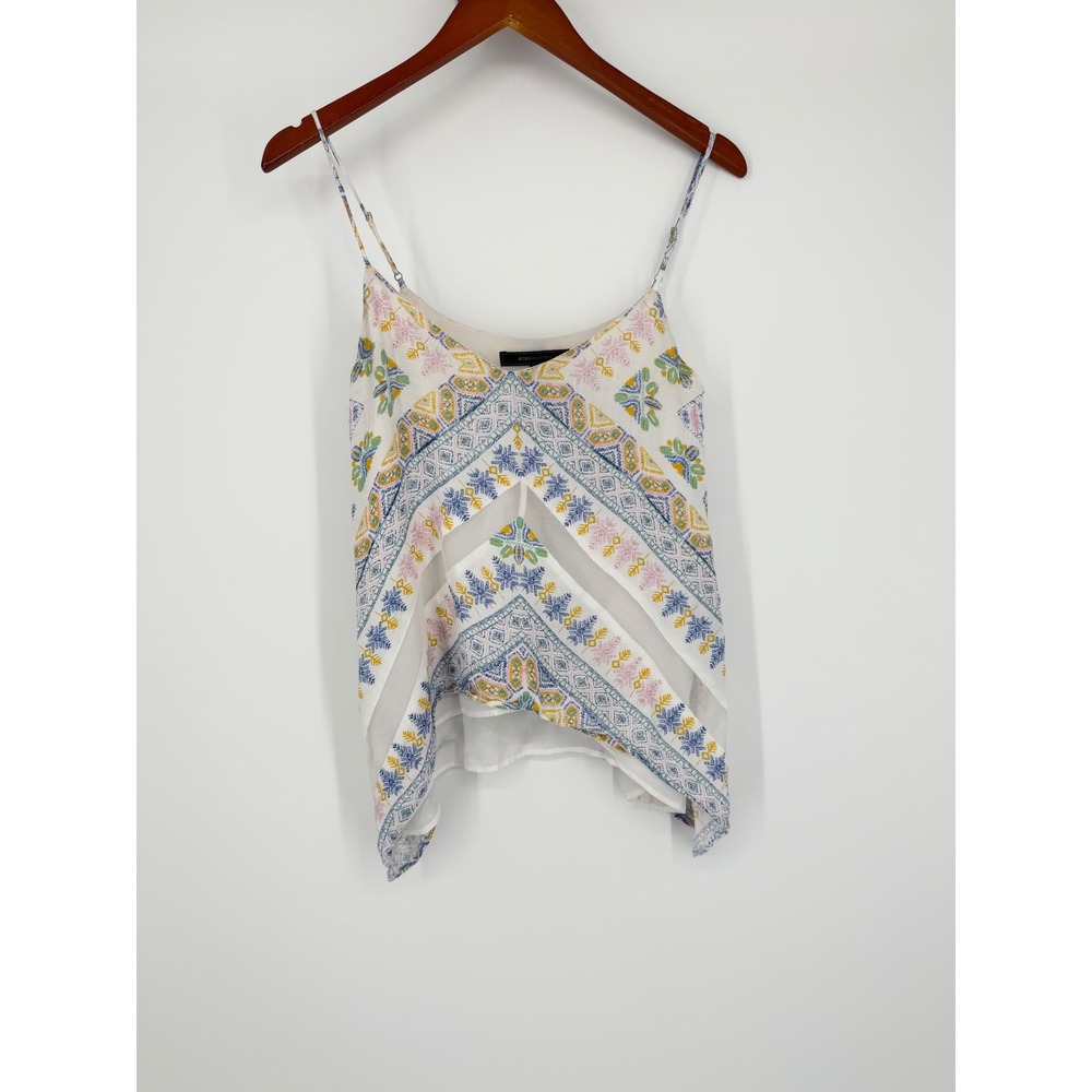 BCBG Maxazira Womens Cami Tank XS Boho Chic Festival Hankerchief Hem Resortwear
